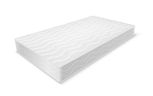 3d white mattress. Realistic orthopedic sleeping bed element. Comfortable accessory for bedroom 3d white mattress isolated. Realistic orthopedic sleeping bed element. Comfortable cotton accessory for bedroom. Bedspread and lodging sleep. 3d vector illustration bed frame stock illustrations