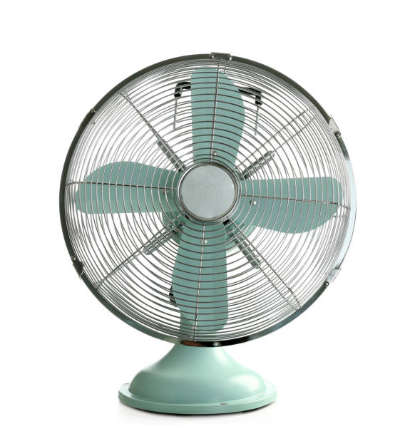 istock Electric fan isolated on white. Summer heat 1363677610