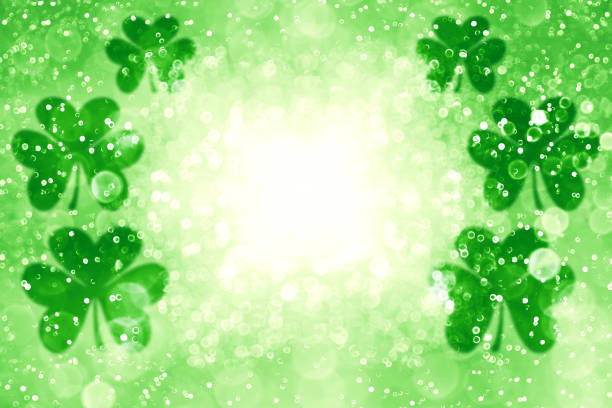 Pattern of clovers with four leaves. St. Patrick's day. Good luck symbol. 3d render