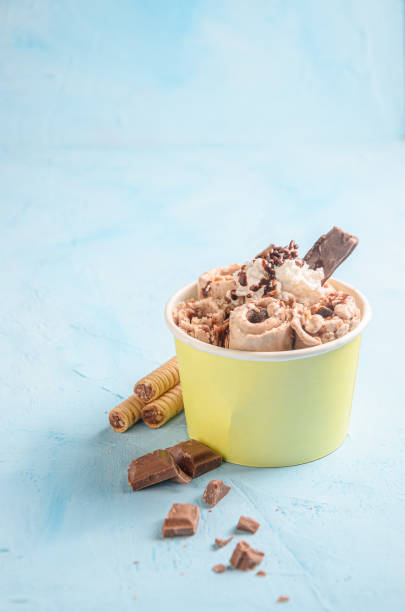 istock Ice cream roll of chocolate and coffee 1363680742