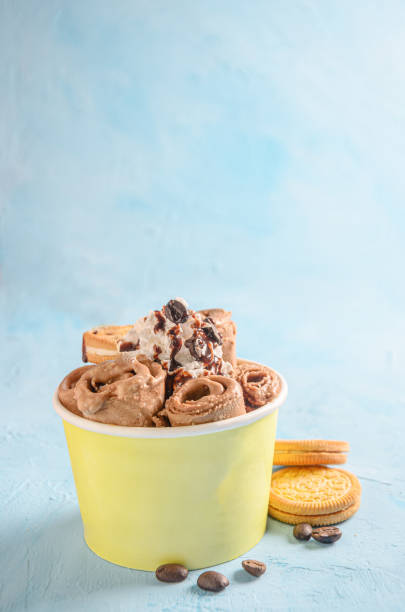 istock Ice cream roll of chocolate and coffee 1363680758