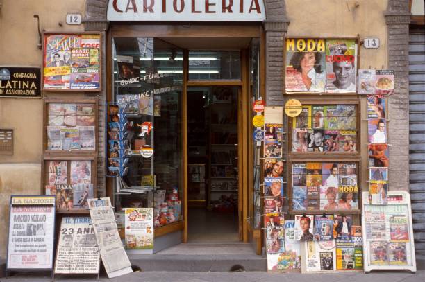 Tuscany (exact location unfortunately not known), Italy, 1989. Italian newspaper shop with display.