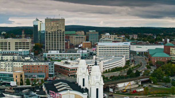 istock Towers In Downtown Worcester, Massachusetts - Drone Shot 1363682044