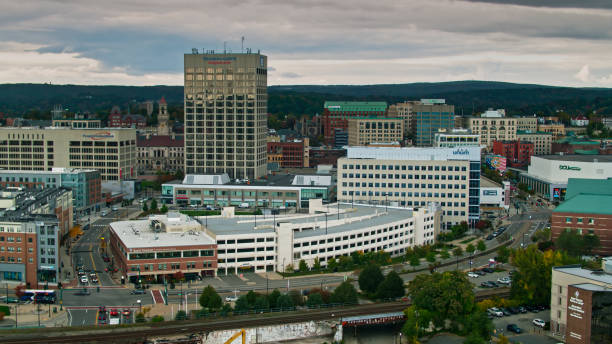 istock Overcast Day in Downtown Worcester, Massachusetts - Aerial 1363682047