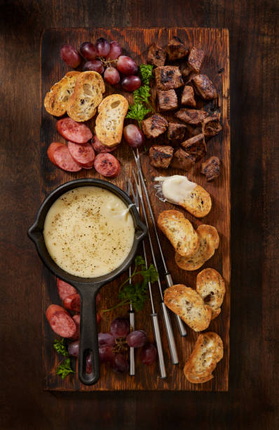 istock Cheese Fondue Platter with Grilled Steak Bites 1363688362