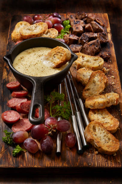 istock Cheese Fondue Platter with Grilled Steak Bites 1363688373
