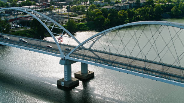 istock Traffic on Broadway Bridge in Little Rock, AR - Drone Shot 1363691207