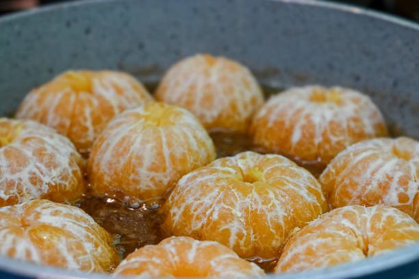 Caramelized clementine mandarins stock photo