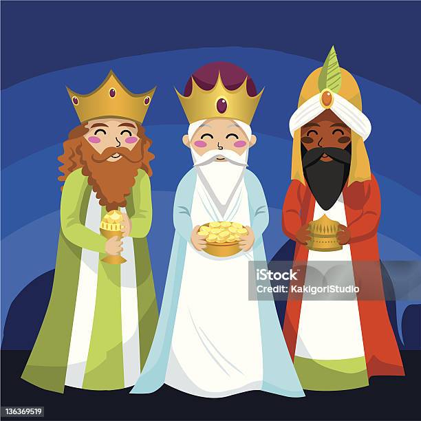 An Illustration Of The Three Wise Men Stock Illustration - Download Image Now - Three Wise Men, King - Royal Person, Anthropomorphic Smiley Face