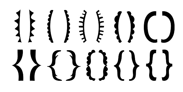 Brackets Letras Ilustración de Silueta De Brackets Un Conjunto De Varios Marcos De ...