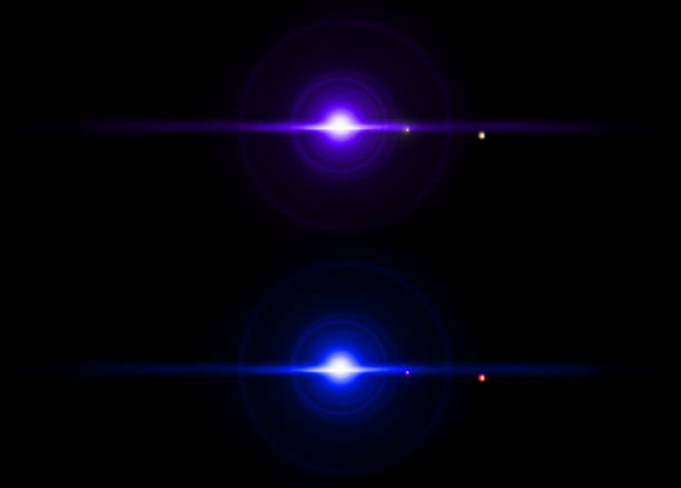 istock Set of len flare effect on black background 1363710081