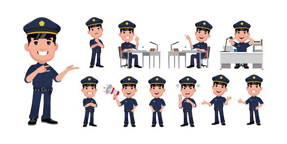 policeman with different poses