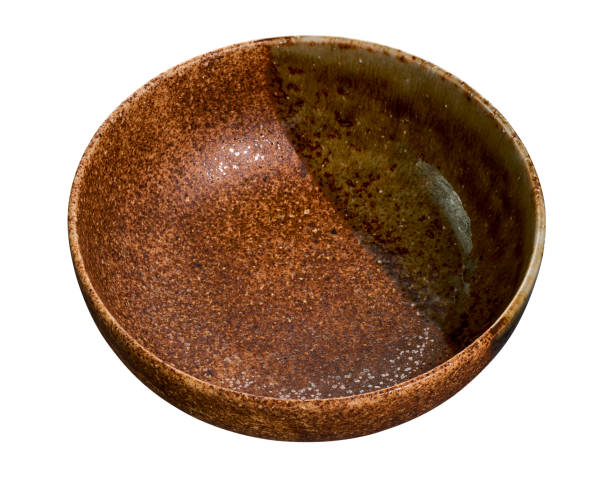 istock Vintage ceramic bowl, Empty brown bowl isolated on white background with clipping path, Side view 1363718655