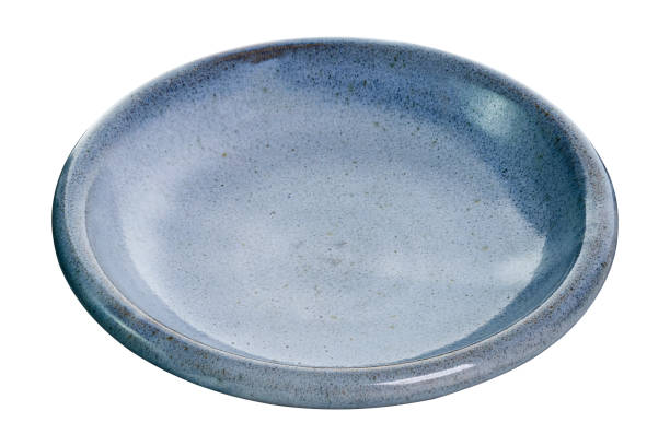 istock Empty ceramics plates, Blue plate isolated on white background with clipping path, Side view 1363718667