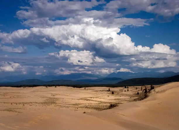 The landscape with Chara desert sands coloredKodar Russia