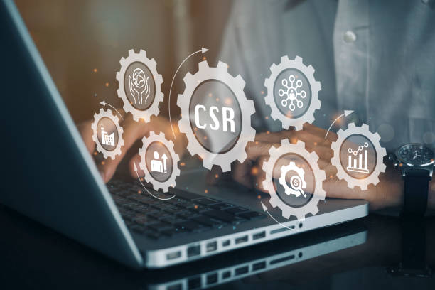 istock Businessmen using a computer to CSR Banner web icon for business and organization, Corporate social responsibility and giving back to the community.