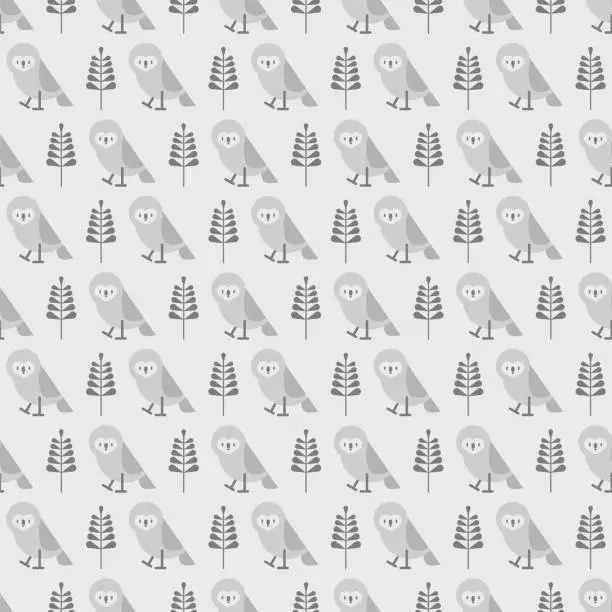 Vector illustration of Barn owl pattern seamless. church-owl background. barn-owl texture. screech-owl ornament.