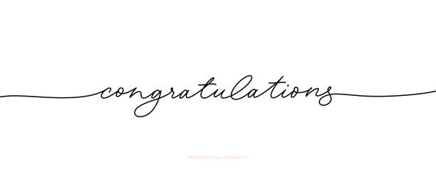 Congratulations pen calligraphy banner. Congratulations pen calligraphy banner. Handwritten modern pen lettering with swashes. Vector greeting card. Modern black line calligraphy word. Ink illustration isolated on white background congratulating stock illustrations