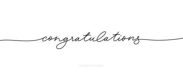 Congratulations pen calligraphy banner. Congratulations pen calligraphy banner. Handwritten modern pen lettering with swashes. Vector greeting card. Modern black line calligraphy word. Ink illustration isolated on white background black and white party stock illustrations