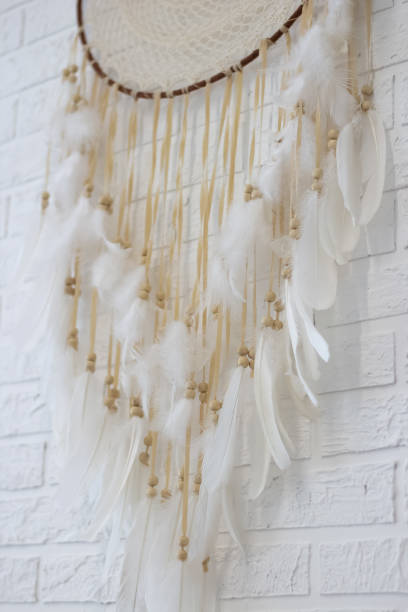 istock White dreamcatcher hanging on white wall 1363725277
