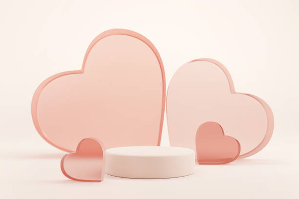 istock Background minimal geometry podium for product in Valentine's day. 1363730768
