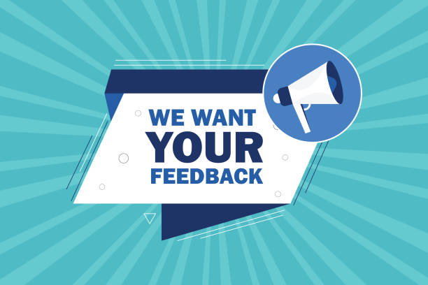 We want your feedback banner with megaphone India, Questionnaire, Feedback, Banner - Sign, Desire, Rating, Discussion public speaker stock illustrations