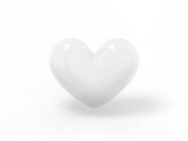 istock Stylized white one color heart on a white flat background. Minimalistic design object. 3d rendering iconui ux interface element. 1363734140