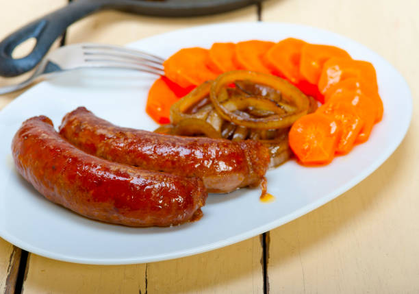 istock beef sausages cooked on iron skillet 1363741996