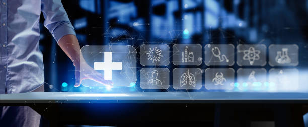 istock Businessman using modern computer for Covid-19 pandemic develop people awareness and spread attention on their healthcare, rising growth in hospital and health insurance business. 1363745866