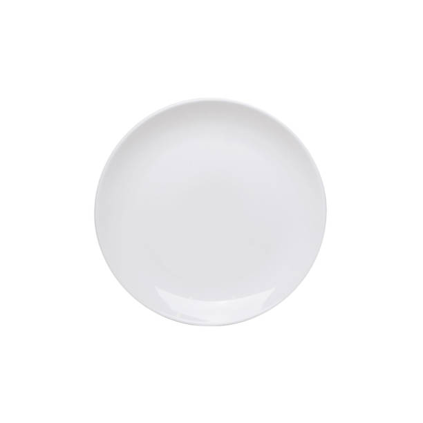 istock White plate isolated on white background. Kitchen dishes for food, kitchen, porcelain dishware. Tableware design element. Top view 1363746659