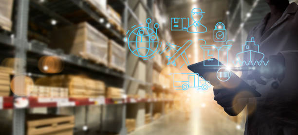 istock Businesswoman hands using digital tablet showing global logistics network distribution and transportation Ui, Smart logistics, Innovation future of transport. 1363746705