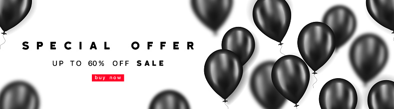 Special offer banner. Up to 60 percent off. Mega sale. Discount voucher. Vector illustration.