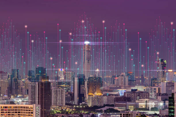 istock Smart city and communication network concept. 5G with AR and VR Wireless communication. 1363746861