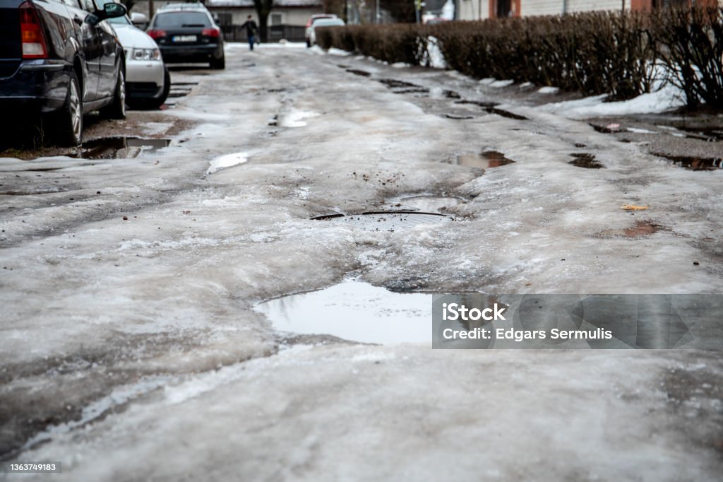 Bumpy Weather Thaw Wet And Bumpy Road Spring And Weather Changes Stock Photo ...