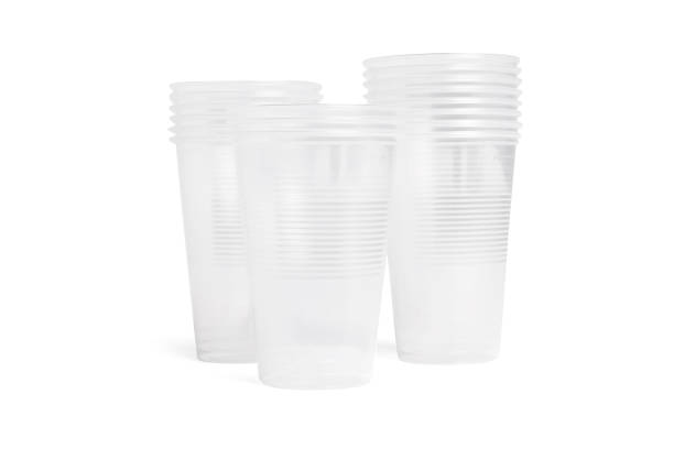 istock Plastic transparent cup for coffee, tea, chocolate and other hot drinks. Plastic party cup mockup. Disposable Cups set. Take out mugs front view and space for your design 1363750232