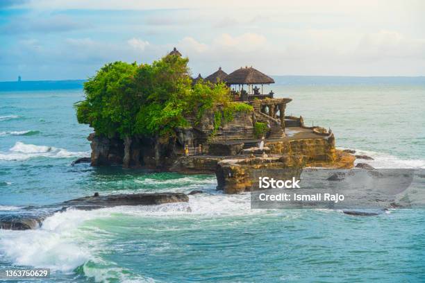 Tanah Lot Temple In The Ocean Bali Indonesia Stock Photo - Download Image Now - Bali, Tanah Lot, Temple - Building