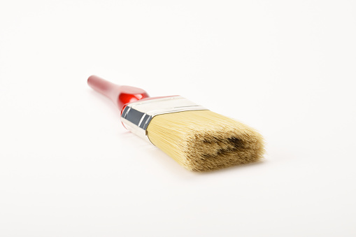 Clean paint brush on the white background with copy space