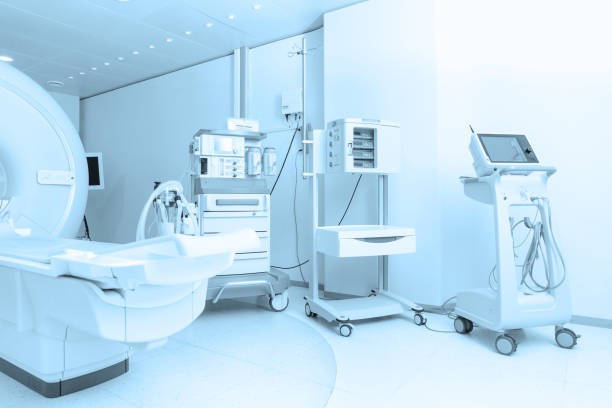 istock Technologically advanced equipment in CT or MRI Scan room. Modern hospital laboratory. Interior of radiography department. Magnetic resonance diagnostics machine 1363751498