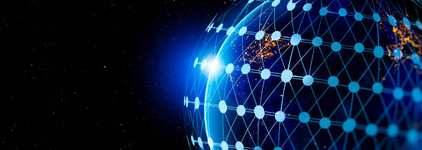 istock Communication technology for internet business. Global world network and telecommunication on earth cryptocurrency and blockchain and IoT. 1363751718