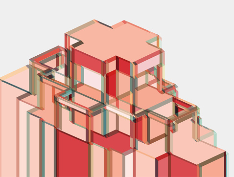Isometric Perspectives style city building line structure pattern background