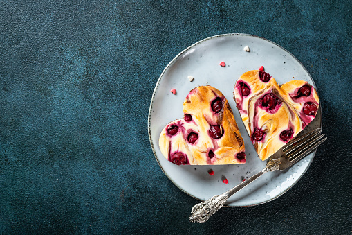 Valentines day dessert. Valentines dessert. Heart shaped cheesecake brownie with cherry. Mothers Day dessert. Fathers day dessert. Womens day cake. Heart cheesecake. Heart cake