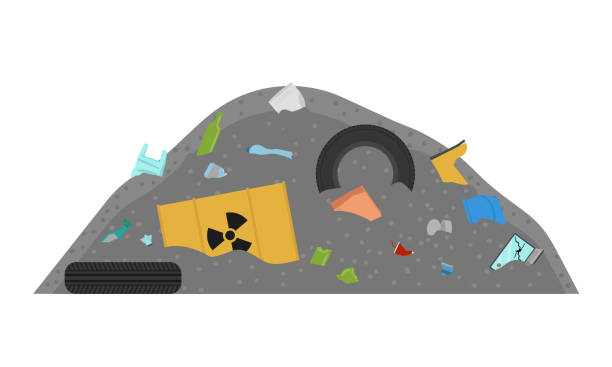 ilustraciones, imágenes clip art, dibujos animados e iconos de stock de basurero. mucha basura. varios desechos. contaminación ambiental. - toxic waste illustrations