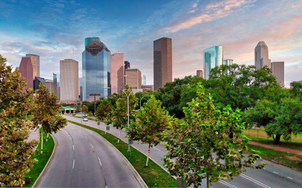istock Downtown Houston skyline in Texas USA at sunset 1363753590