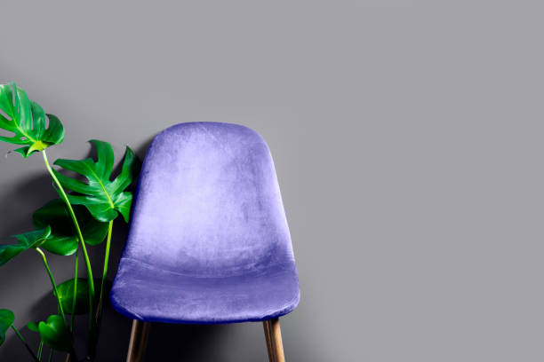 istock Modern Blue Velour Chair on wooden legs 1363754312
