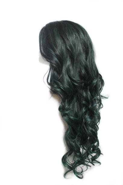 istock Black With Green Wig on Mannequin head with white background 1363754807