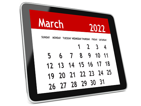 March 2022 calendar tablet