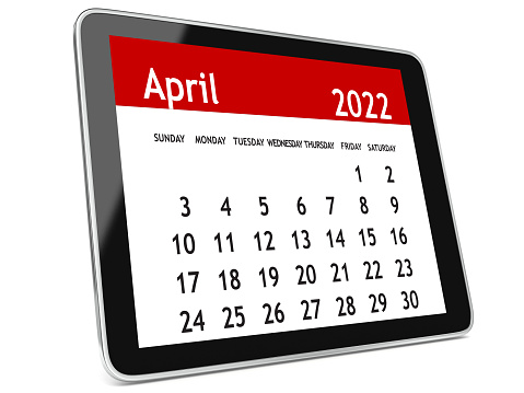 April 2022 calendar tablet