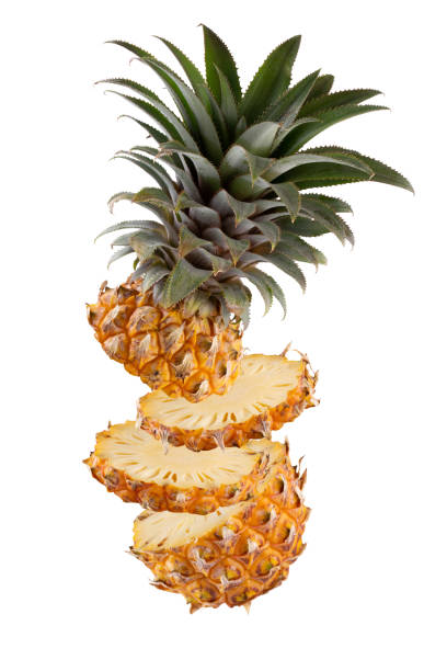 istock Pineapple slices with leaves isolated on white background 1363761380
