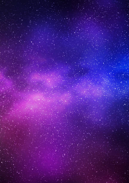 istock Night starry sky and bright purple blue galaxy, vertical background 1363761668
