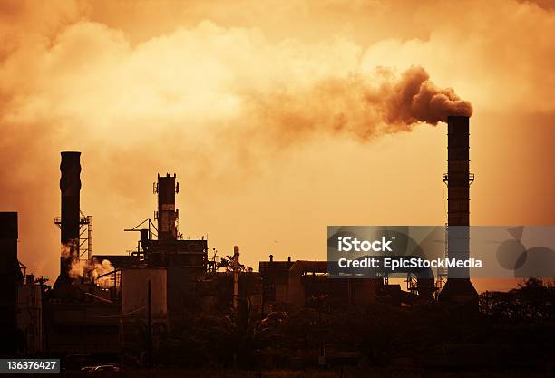 Global Warming Smoke Rising From Factory Stock Photo - Download Image Now - Chimney, Climate, Climate Change